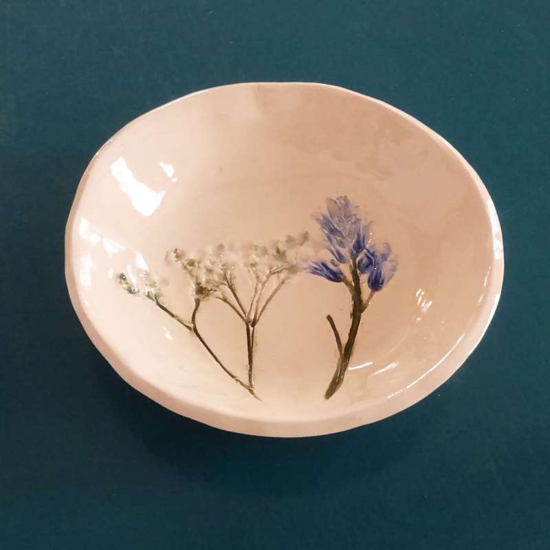 Small Trinket Dish with Cow Parsley and Bluebells
